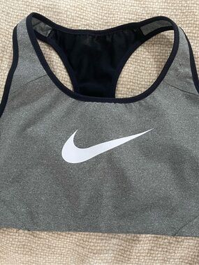 Nike Gray Sports Bikini Top with White Swoosh